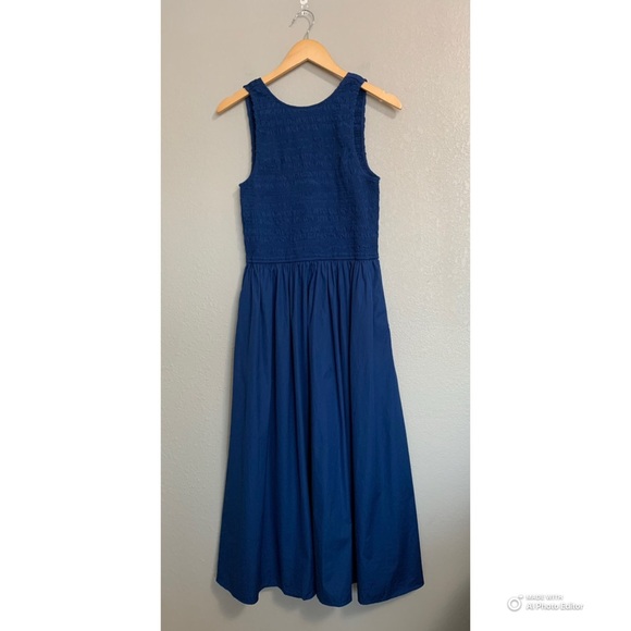 Madewell The Melody Scoopback Smocked Midi Dress in Blue Moon Size Medium NWT - Picture 3 of 17